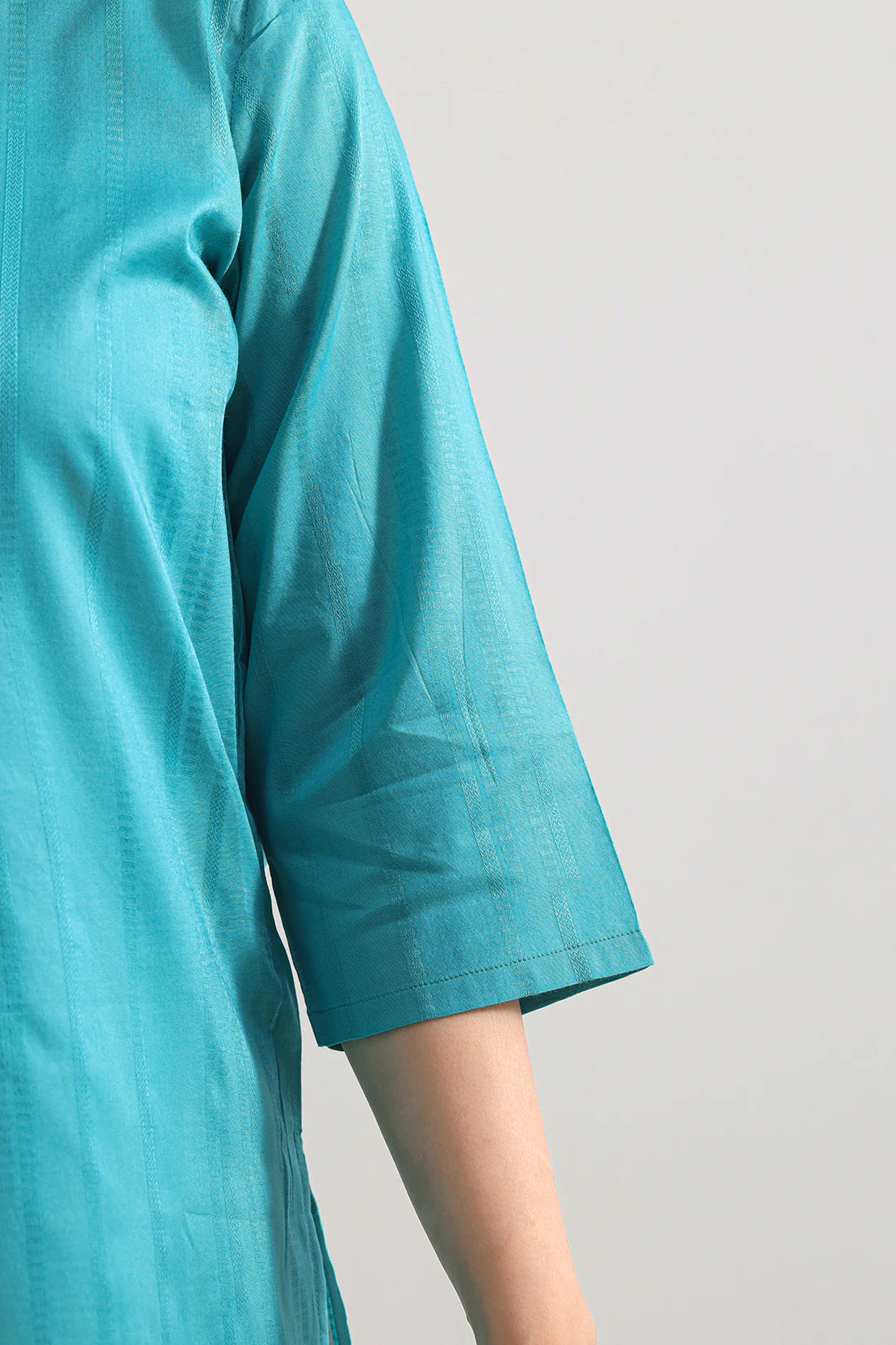 Solid Self Jacquard Stitched Shirt - Image 5