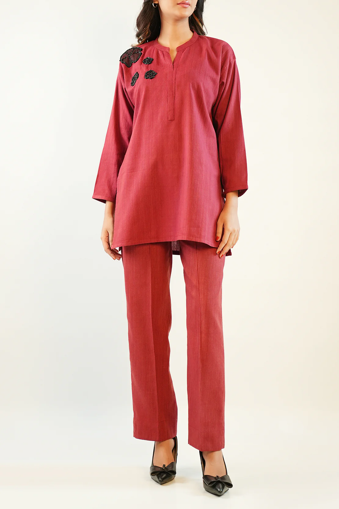 Solid Soft Raw Silk Stitched 2 Piece (Shirt/Trouser) - Image 3
