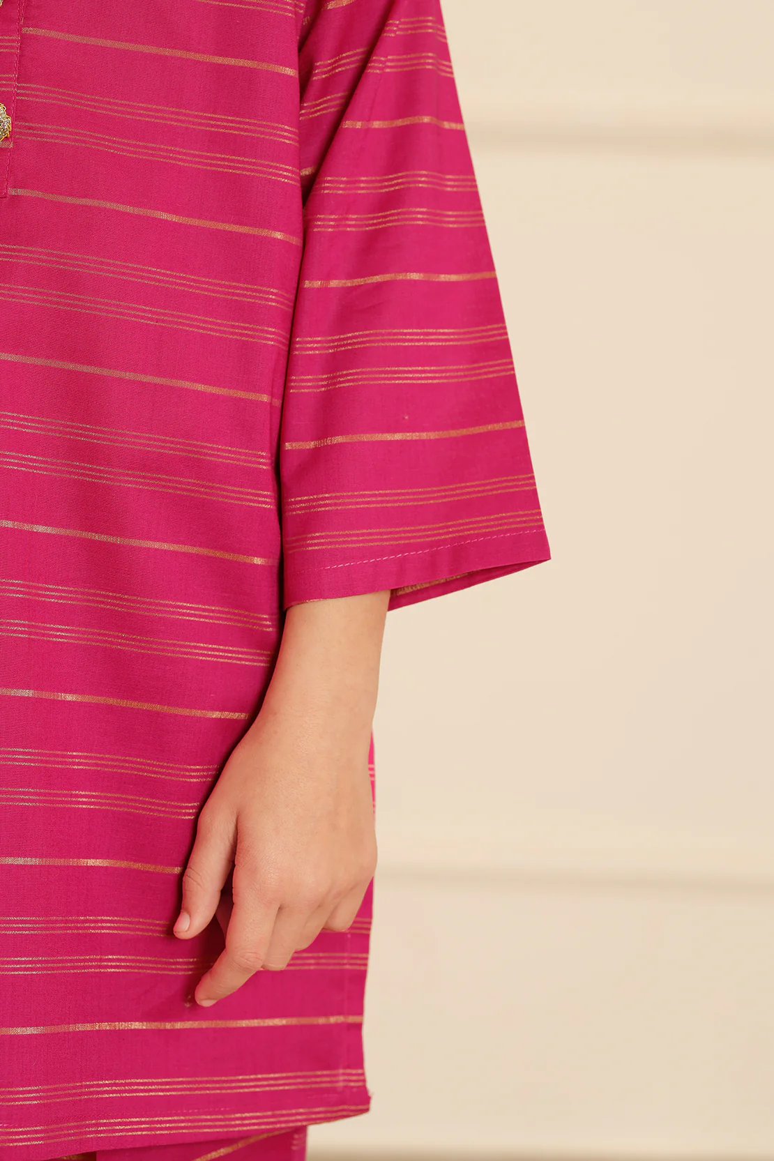 Solid Stitched Soft Raw Silk Shirt/Trouser For Kids - Image 6