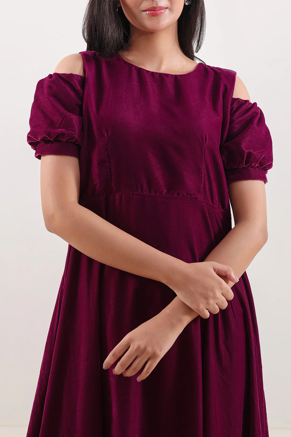 Solid Velvet Kaftaan Stitched Shirt - Image 3