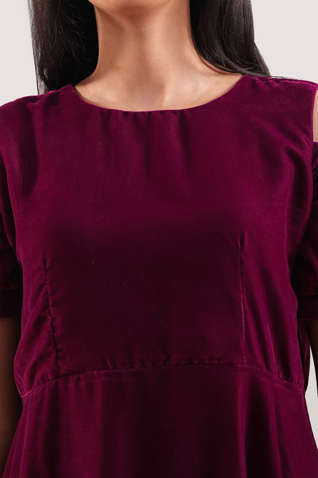 Solid Velvet Kaftaan Stitched Shirt - Image 4