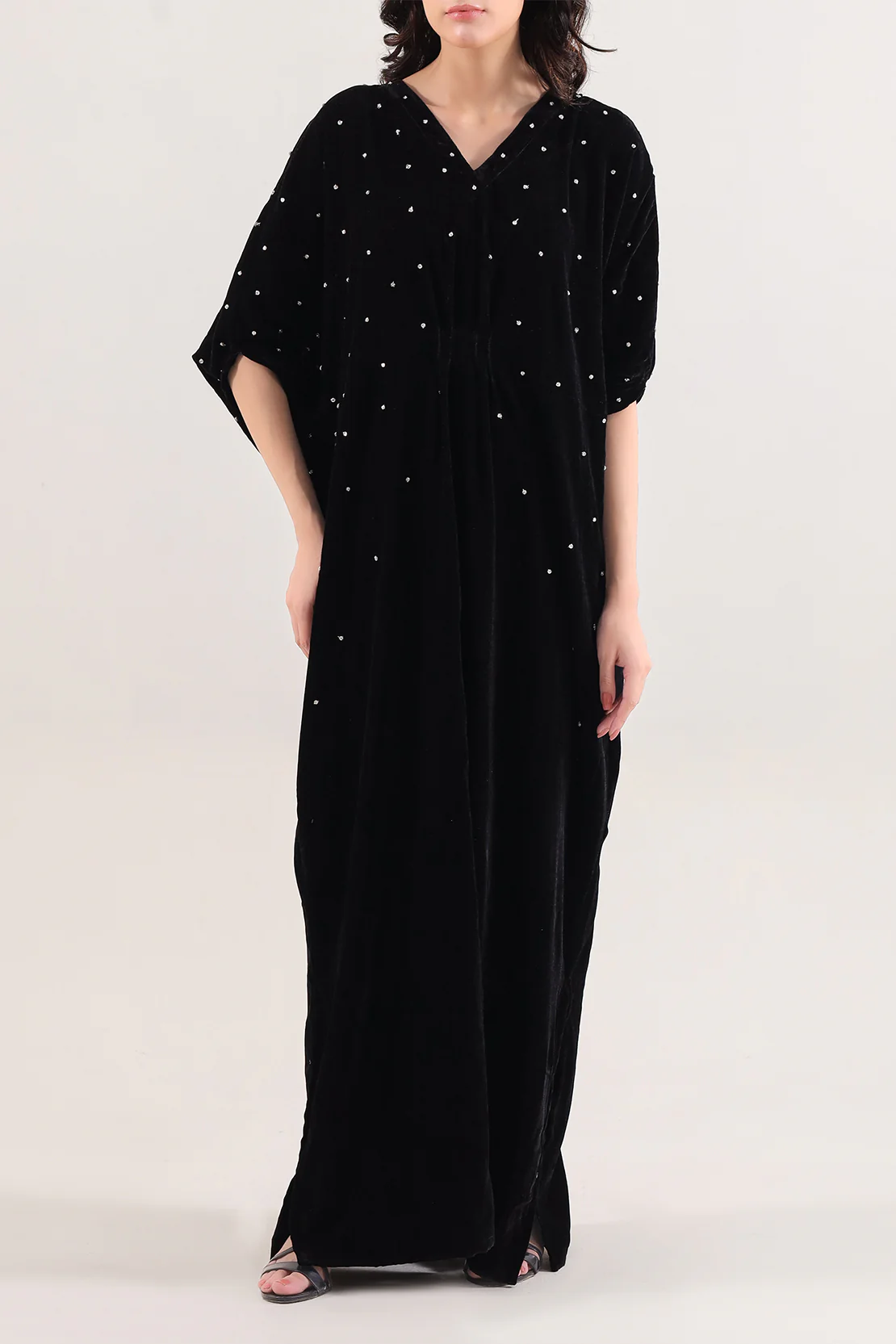 Solid Velvet Kaftaan Stitched Shirt
