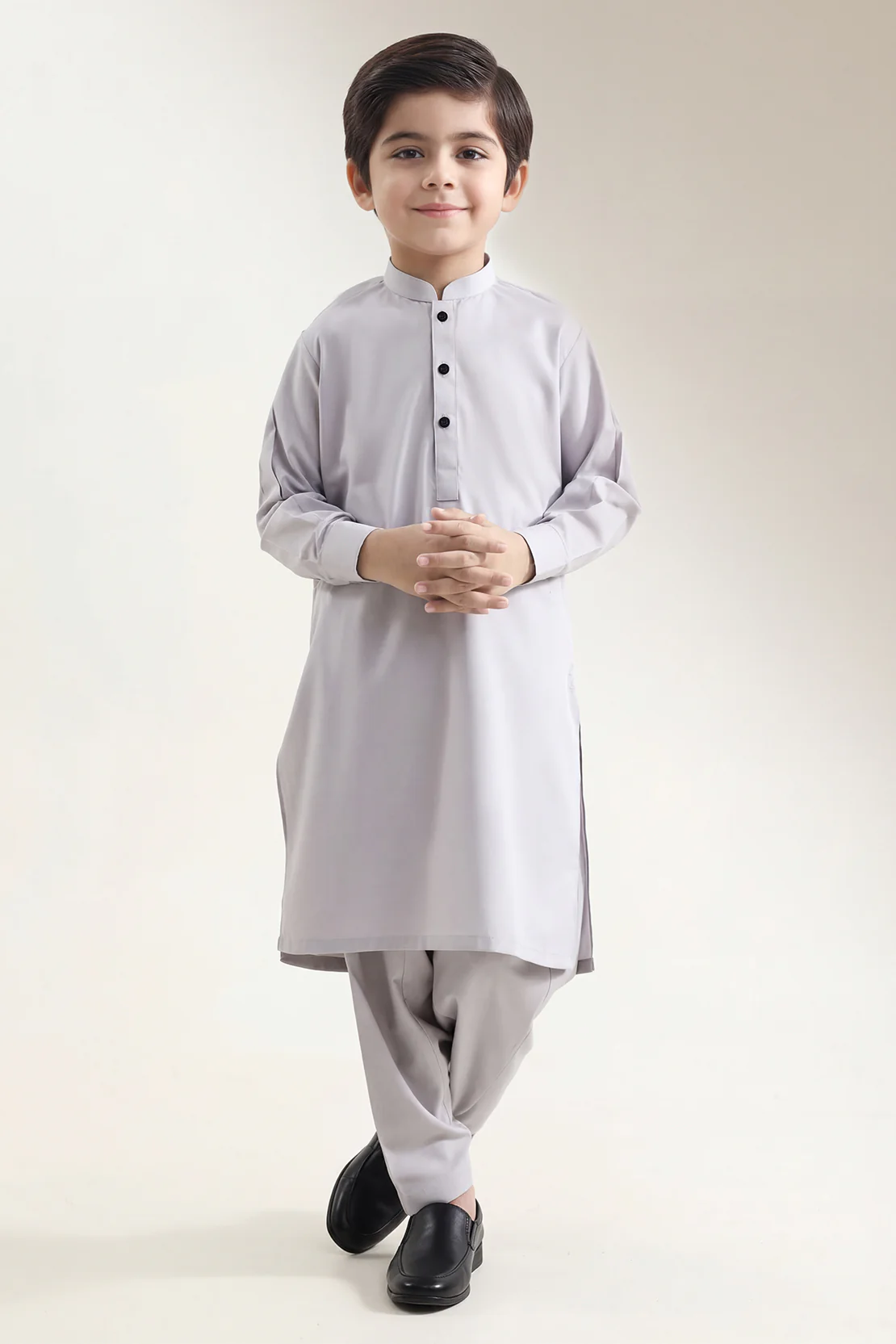 Solid Wash N Wear Stitched 2 Piece (Shirt/Trouser) For Boys