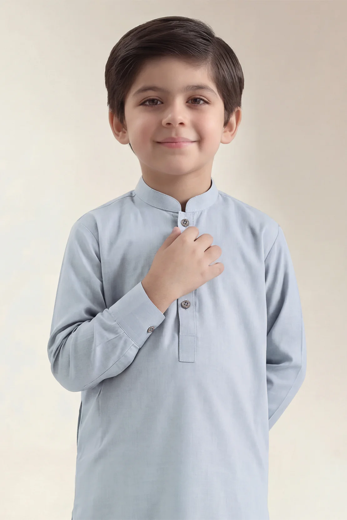 Solid Wash N Wear Stitched 2 Piece (Shirt/Trouser) For Boys - Image 3