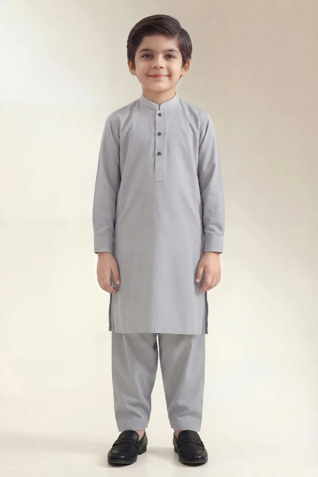 Solid Wash N Wear Stitched 2 Piece (Shirt/Trouser) For Boys - Image 2