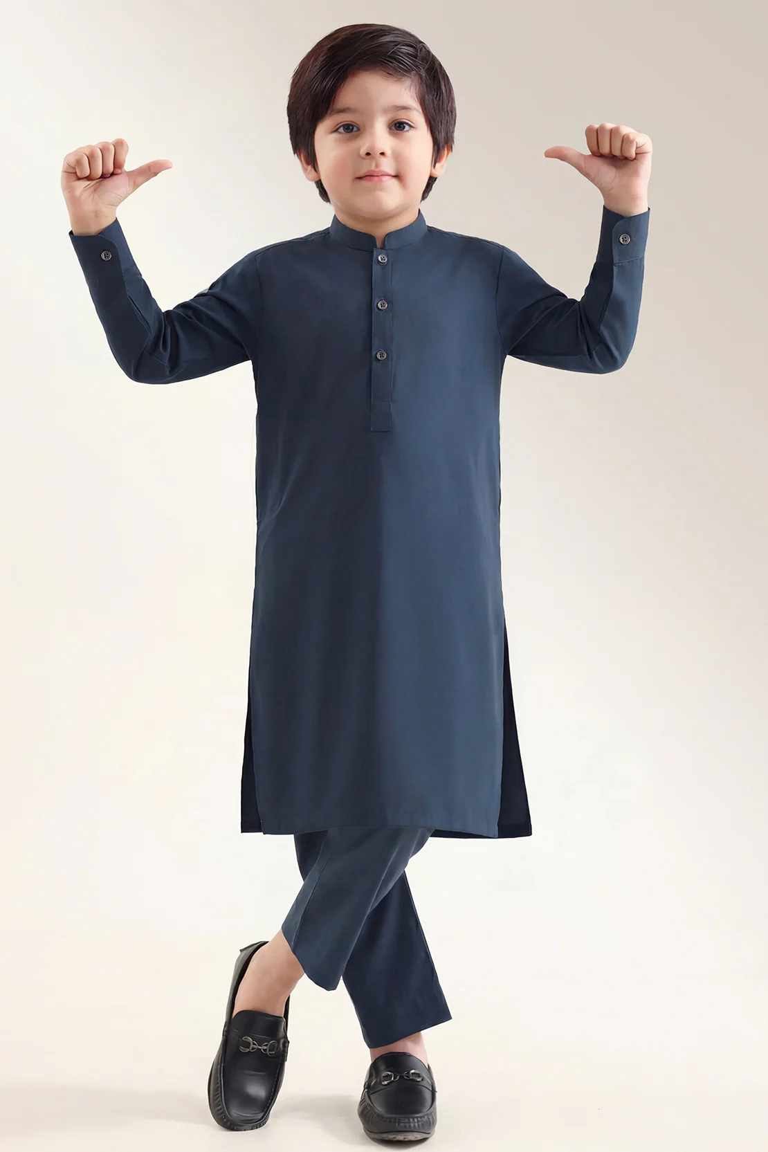 Solid Wash N Wear Stitched 2 Piece (Shirt/Trouser) For Boys