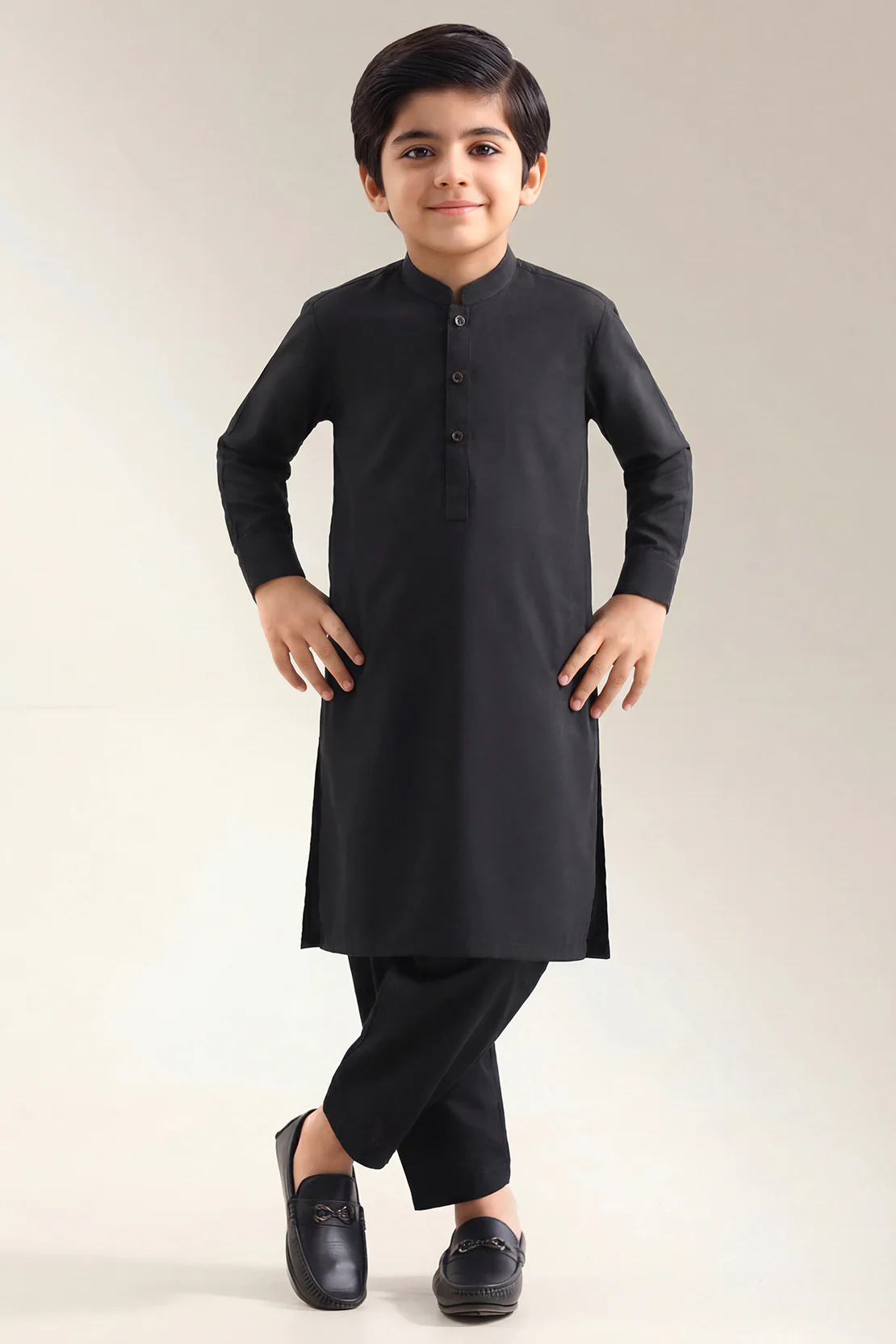 Solid Wash N Wear Stitched 2 Piece (Shirt/Trouser) For Boys - Image 4