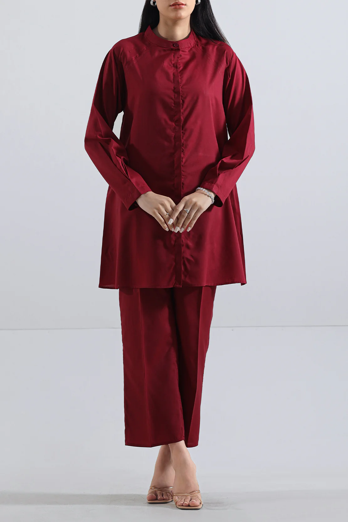 Solid Easy Care Fabric Stitched Shirt - Image 2