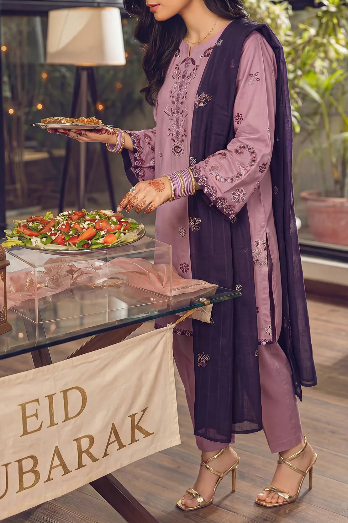 Stitched Cambric Suit – Solid Embroidered (3PC Or 2PC) - Image 2