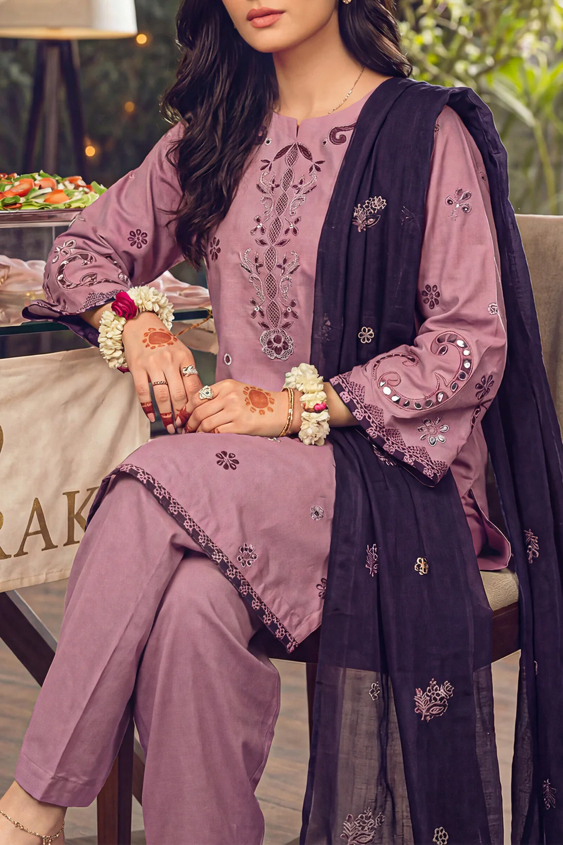 Stitched Cambric Suit – Solid Embroidered (3PC Or 2PC) - Image 3