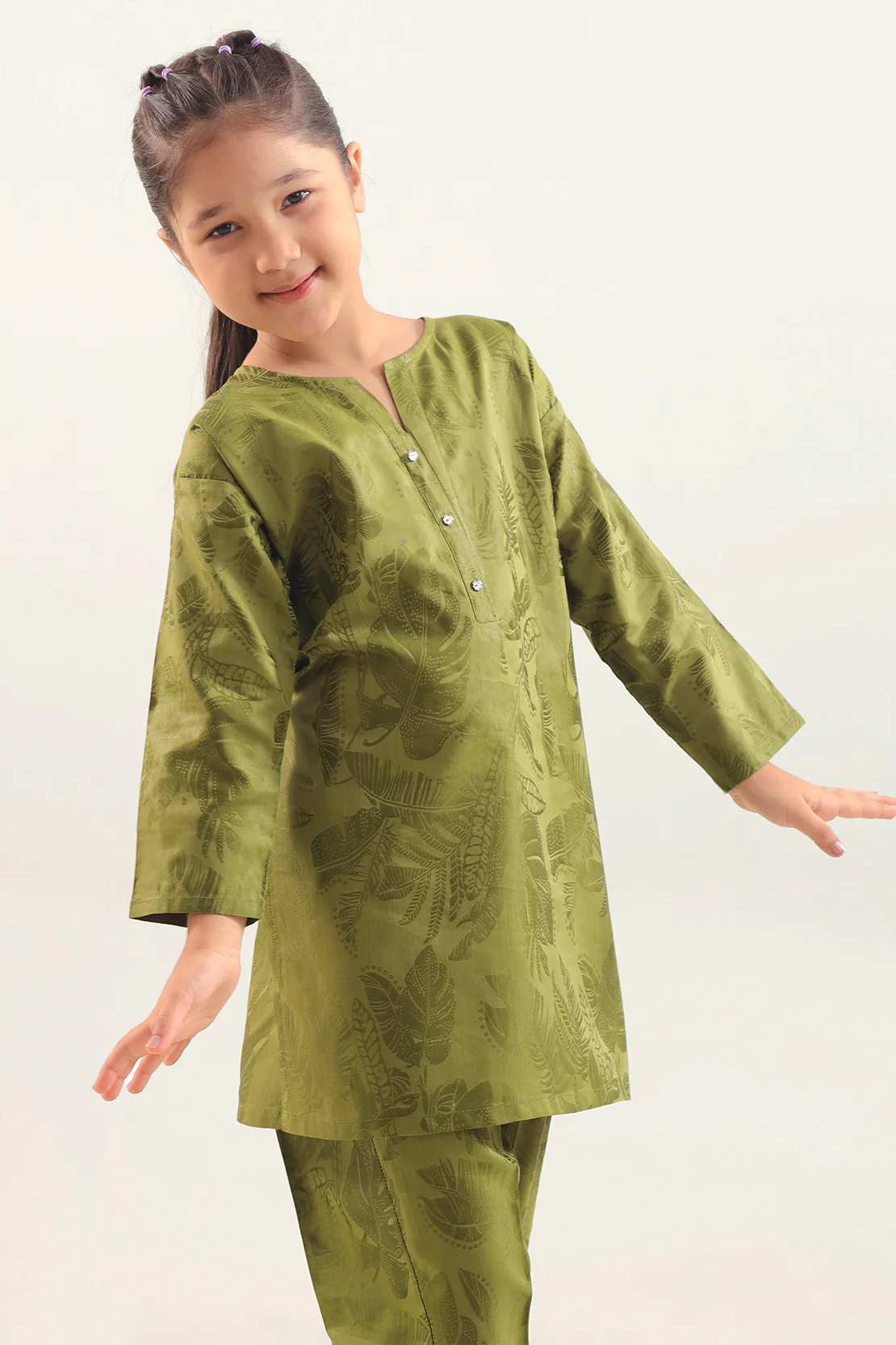 Stitched Cotton Jacquard 2 Piece (Shirt/trouser) For Kids - Image 2