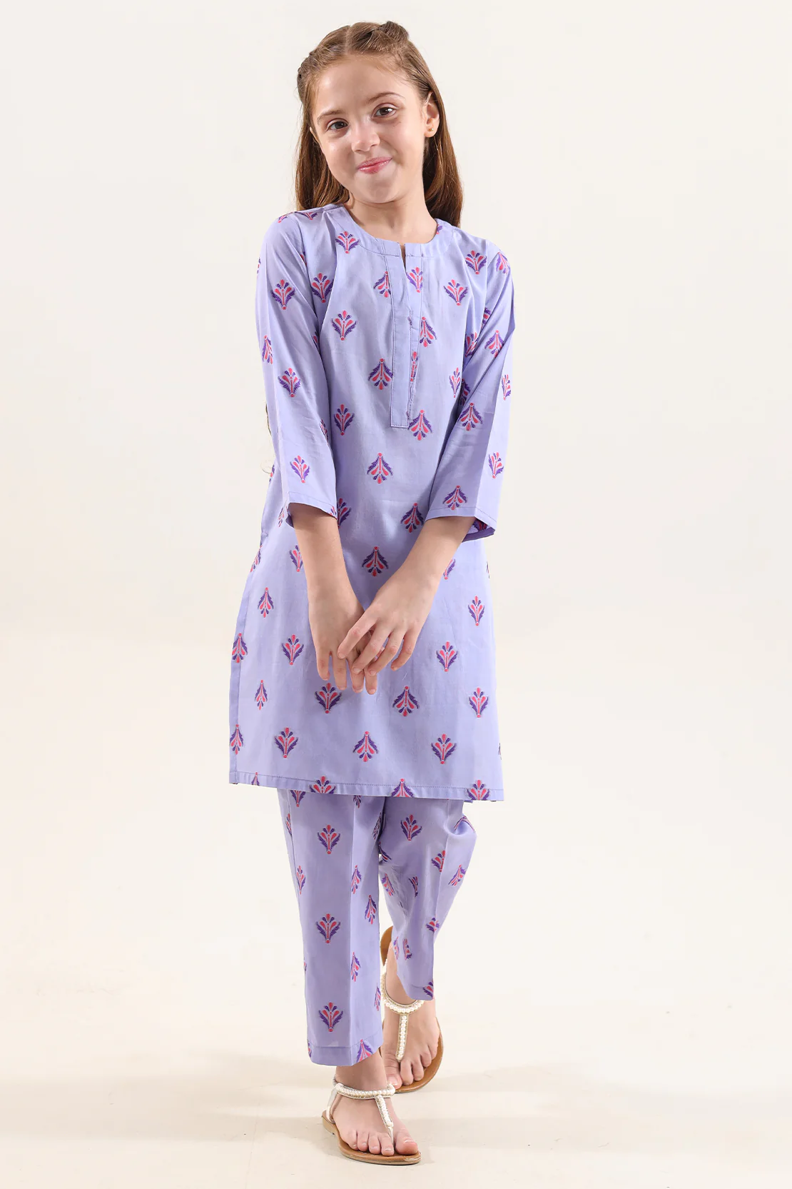 Stitched Cotton Jacquard 2 Piece (Shirt/trouser) For Kids