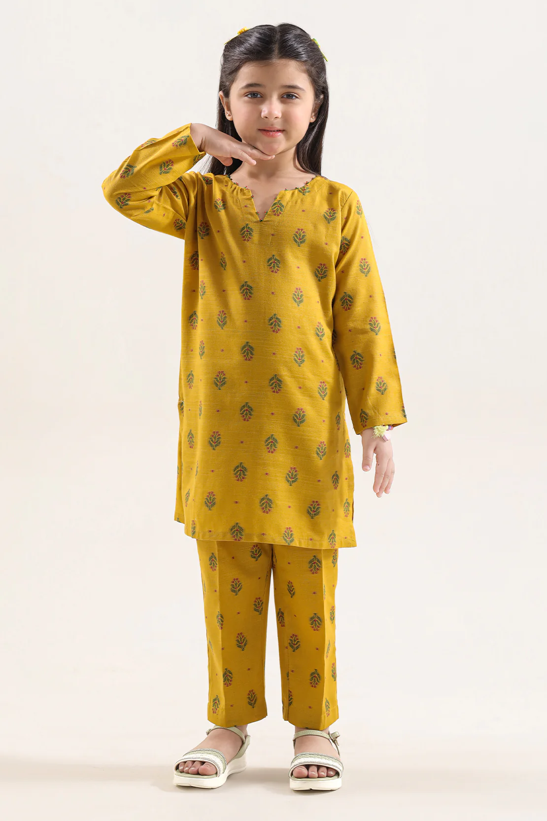 Stitched Cotton Jacquard 2 Piece (Shirt/trouser) For Kids