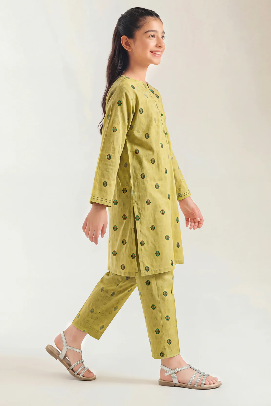 Stitched Cotton Jacquard 2 Piece (Shirt/trouser) For Kids - Image 2