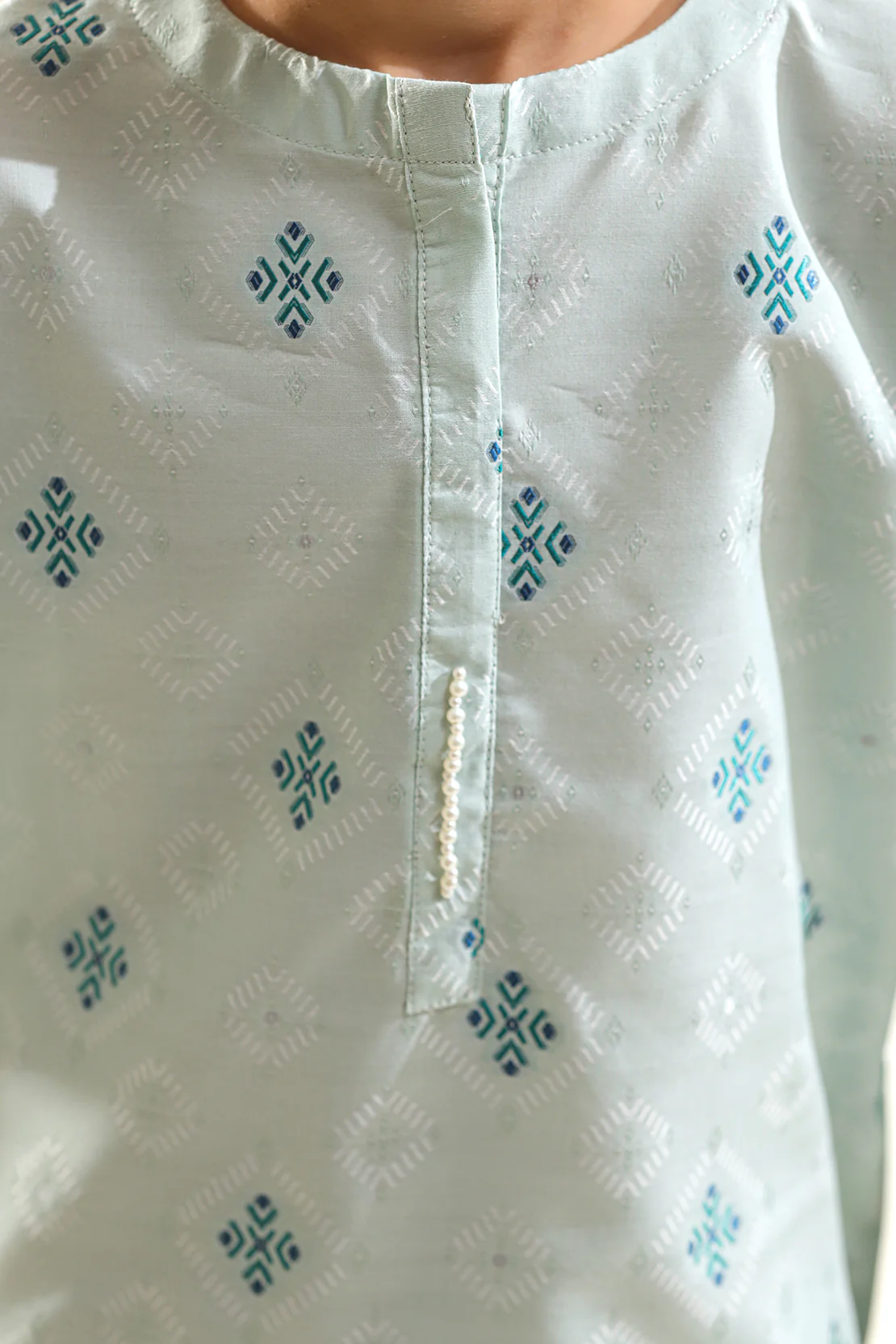 Stitched Cotton Jacquard Shirt For Kids - Image 6