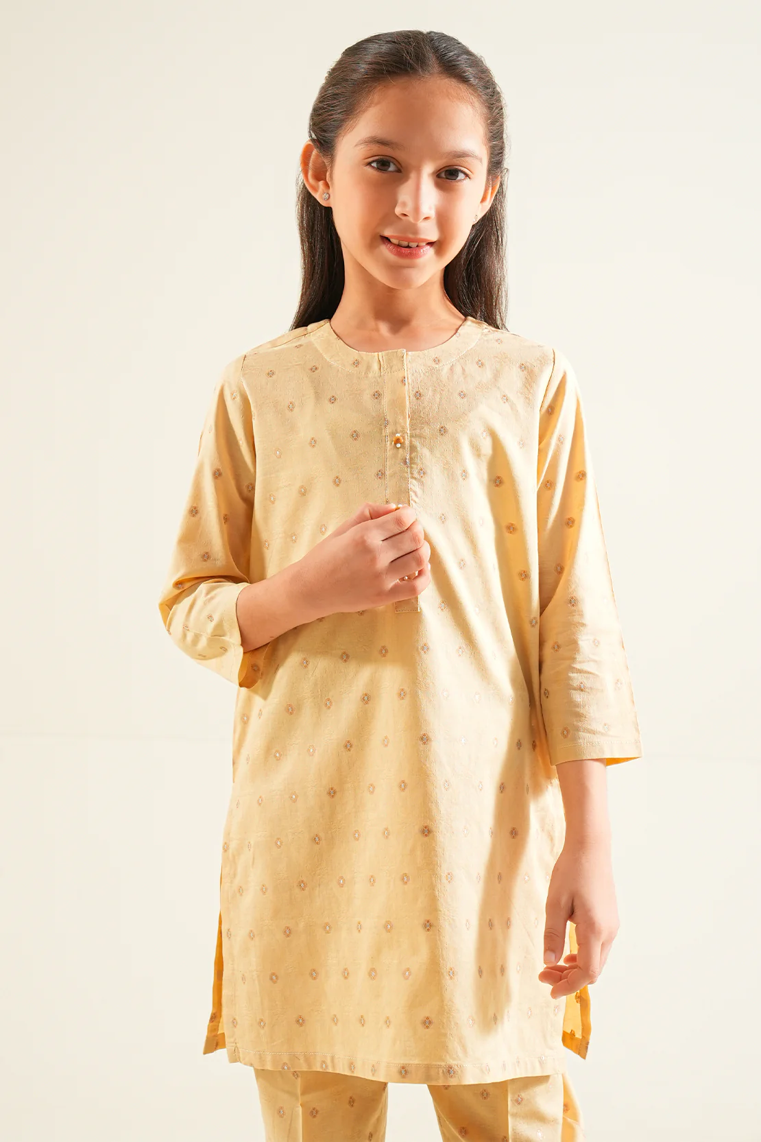 Stitched Cotton Jacquard Shirt For Kids - Image 2