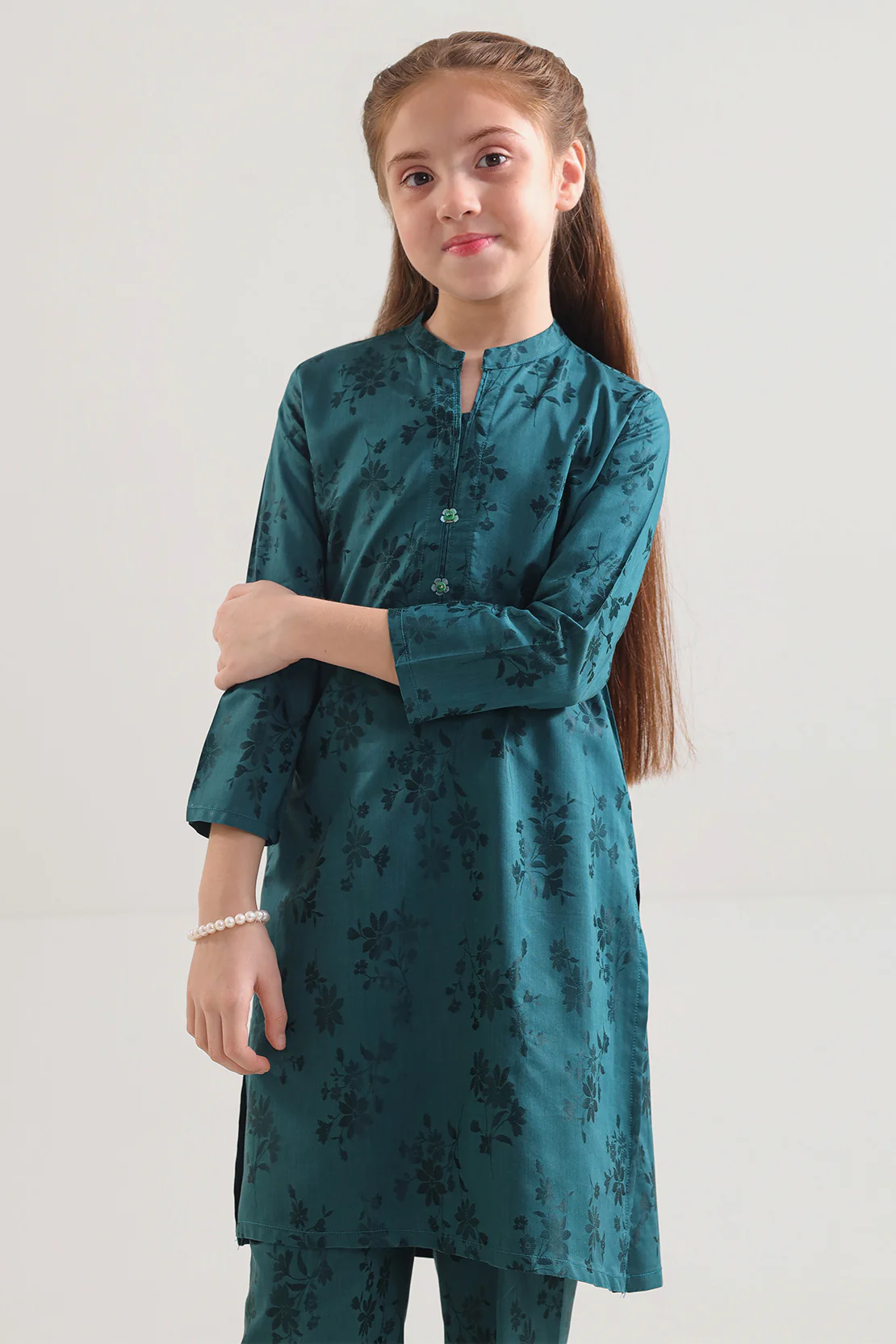 Stitched Cotton Jacquard Shirt For Kids - Image 2