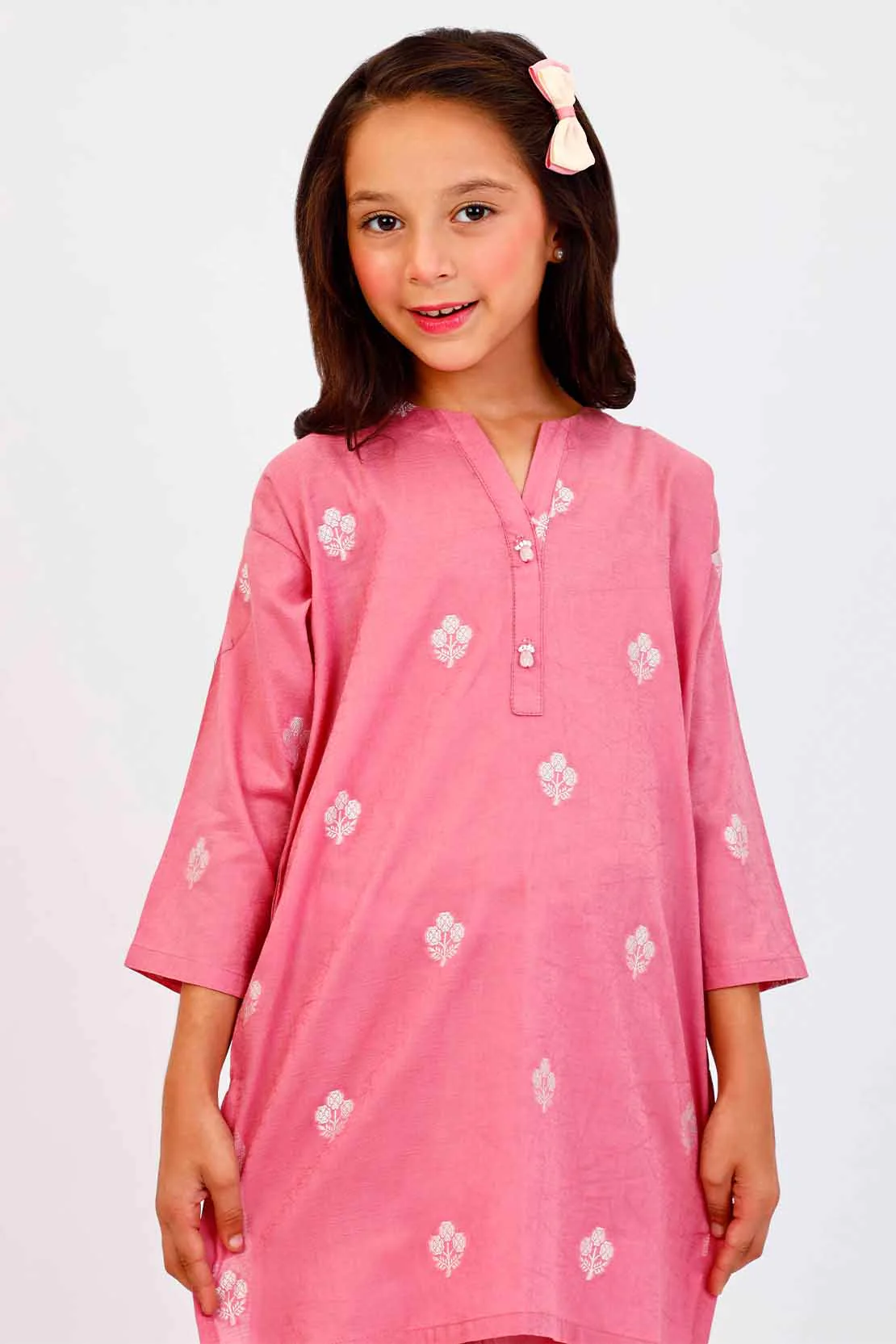 Stitched Cotton Jacquard Shirt/Trouser For Kids - Image 4