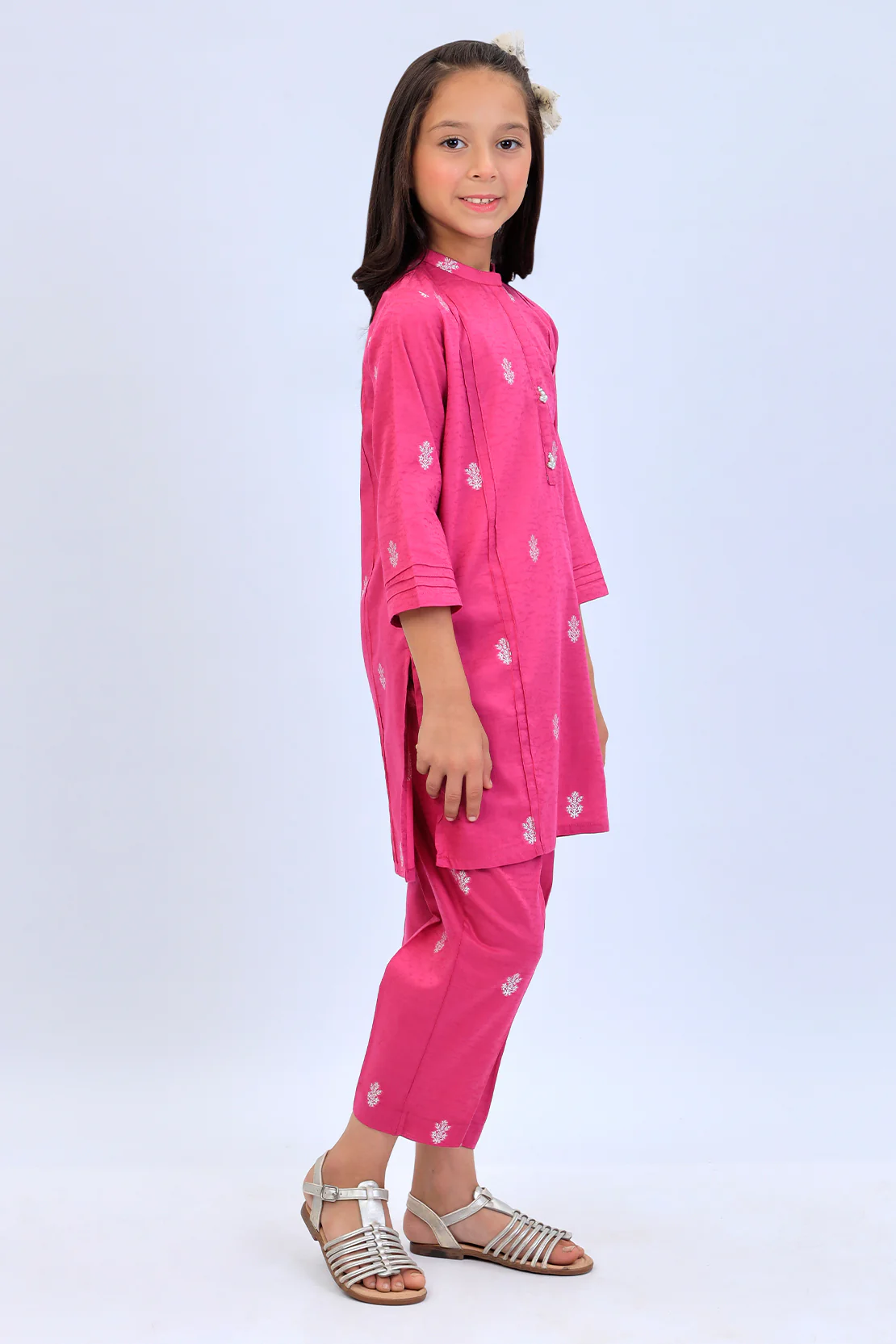 Stitched Cotton Jacquard Shirt/Trouser For Kids - Image 4