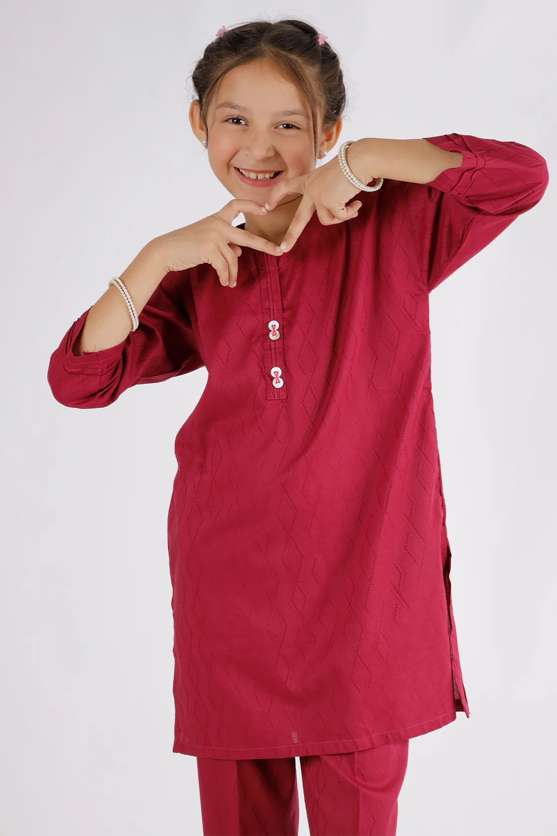 Stitched Cotton Jacquard Shirt/Trouser For Kids - Image 2