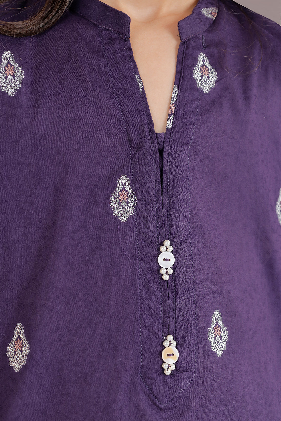 Stitched Cotton Jacquard Shirt/Trouser For Kids - Image 4