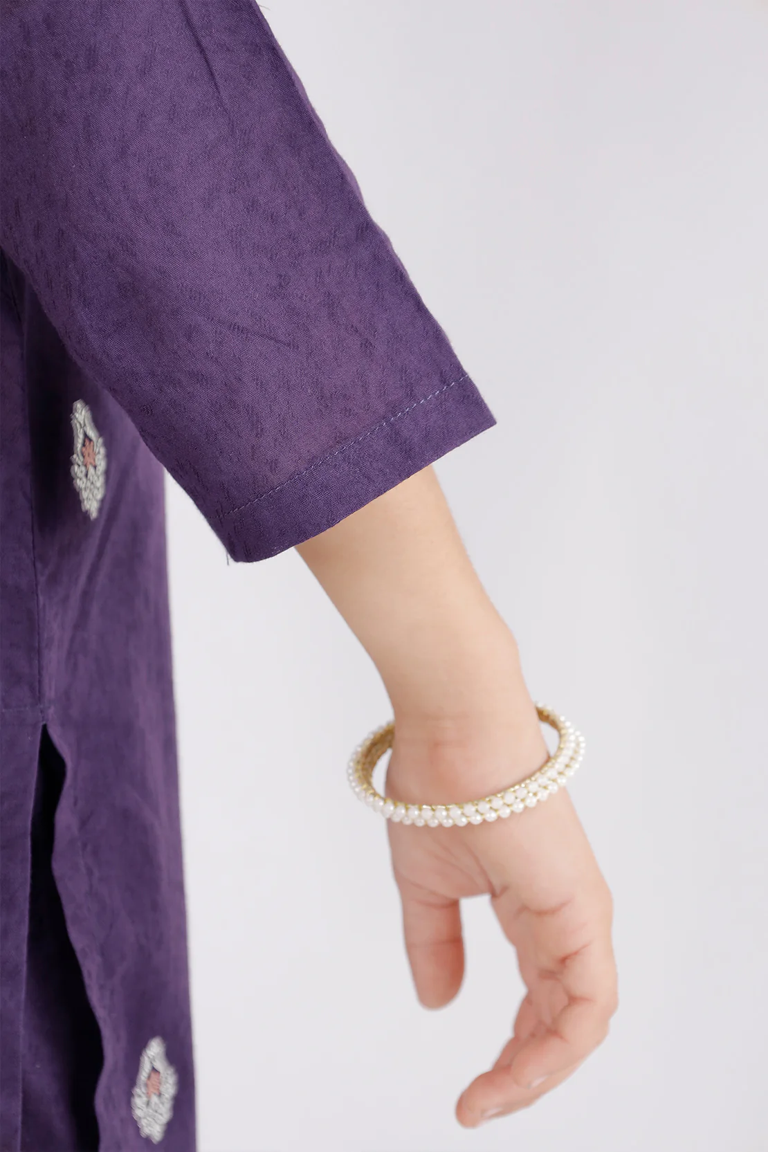 Stitched Cotton Jacquard Shirt/Trouser For Kids - Image 5