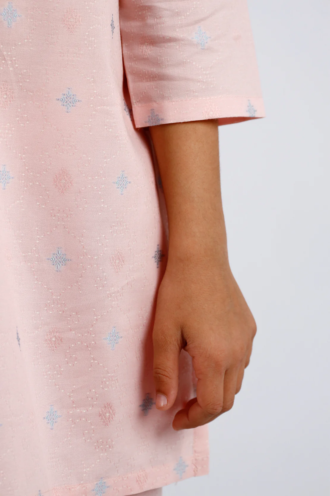 Stitched Cotton Jacquard Shirt/Trouser For Kids - Image 5