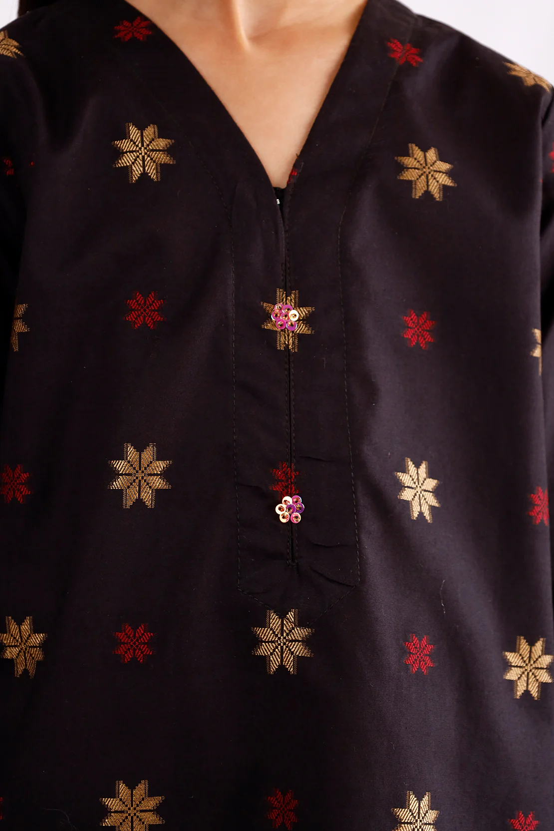 Stitched Cotton Jacquard Shirt/Trouser For Kids - Image 4