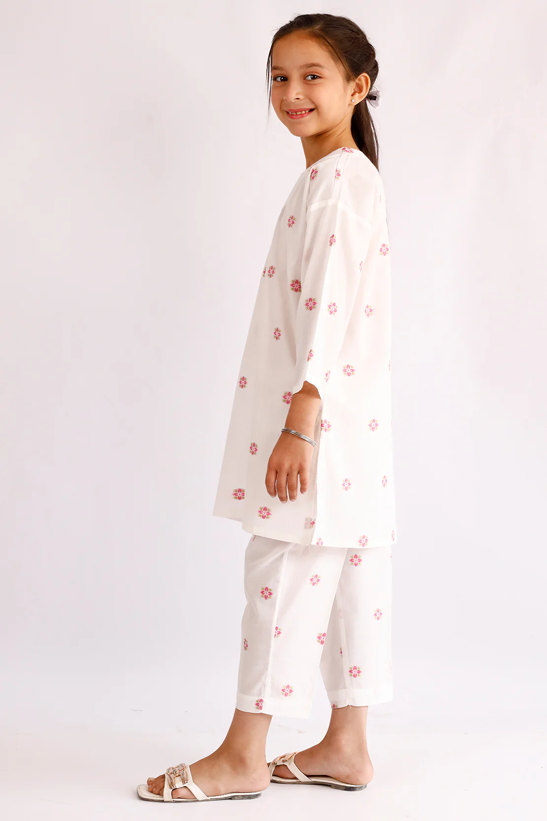 Stitched Cotton Jacquard Shirt/Trouser For Kids - Image 3