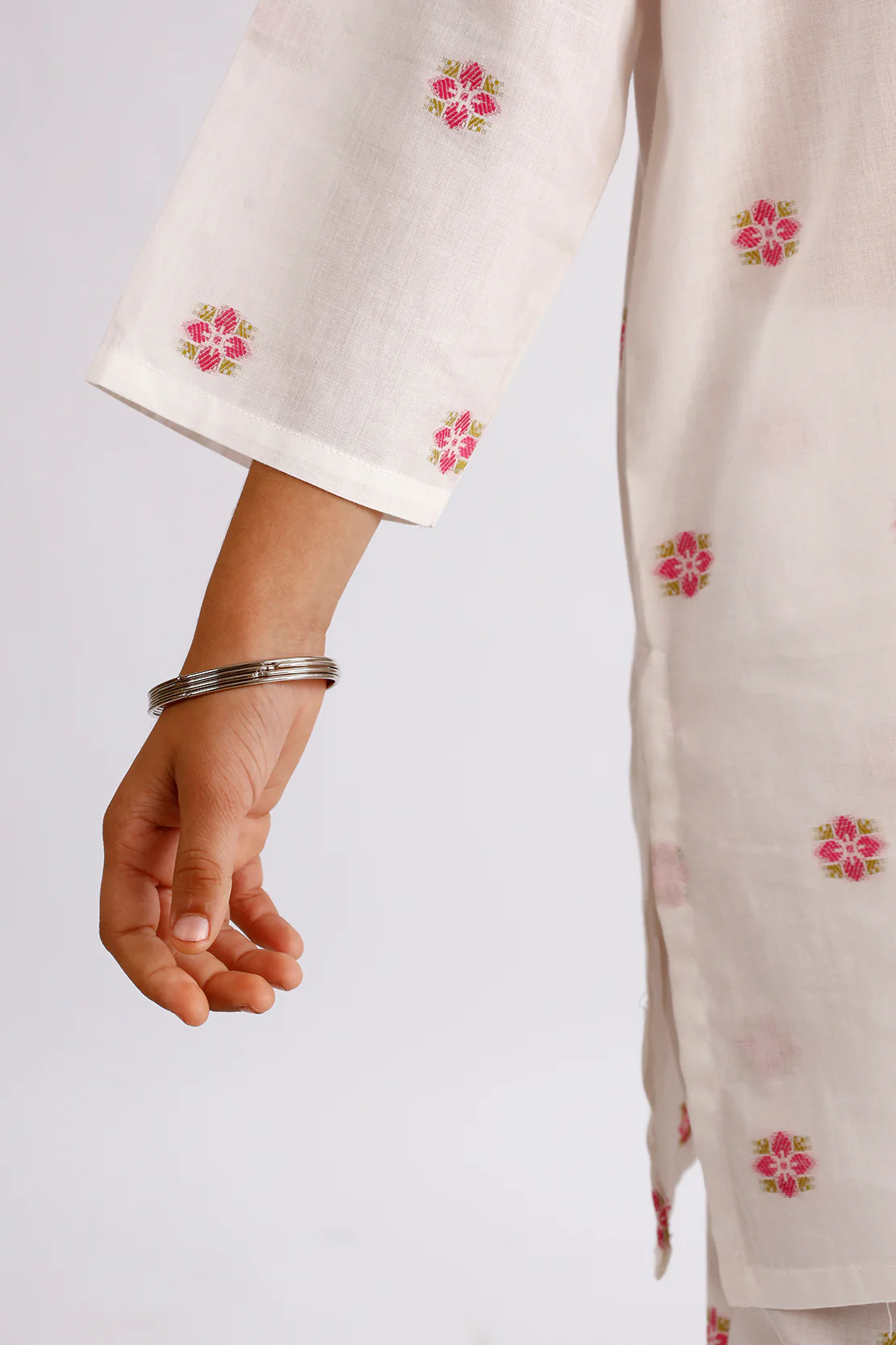 Stitched Cotton Jacquard Shirt/Trouser For Kids - Image 6