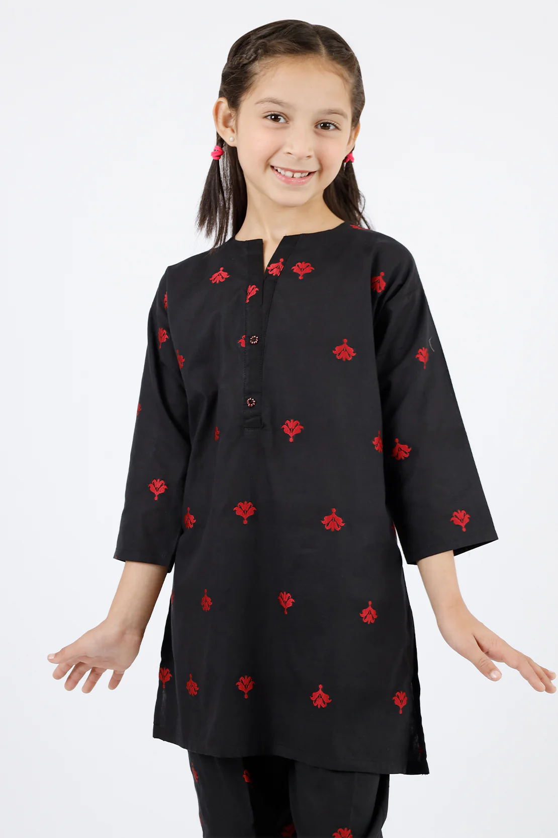 Stitched Cotton Jacquard Shirt/Trouser For Kids - Image 4