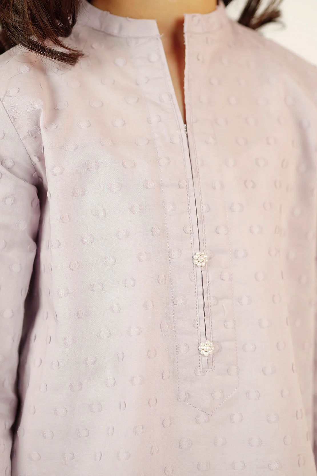 Stitched Cotton Jacquard Shirt/Trouser For Kids - Image 3
