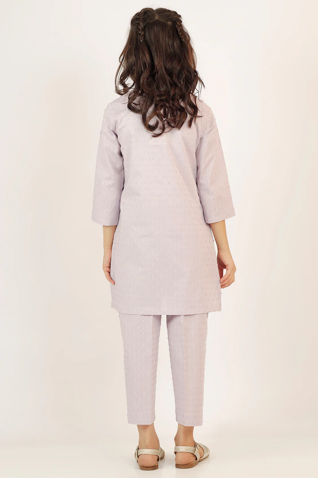 Stitched Cotton Jacquard Shirt/Trouser For Kids - Image 5