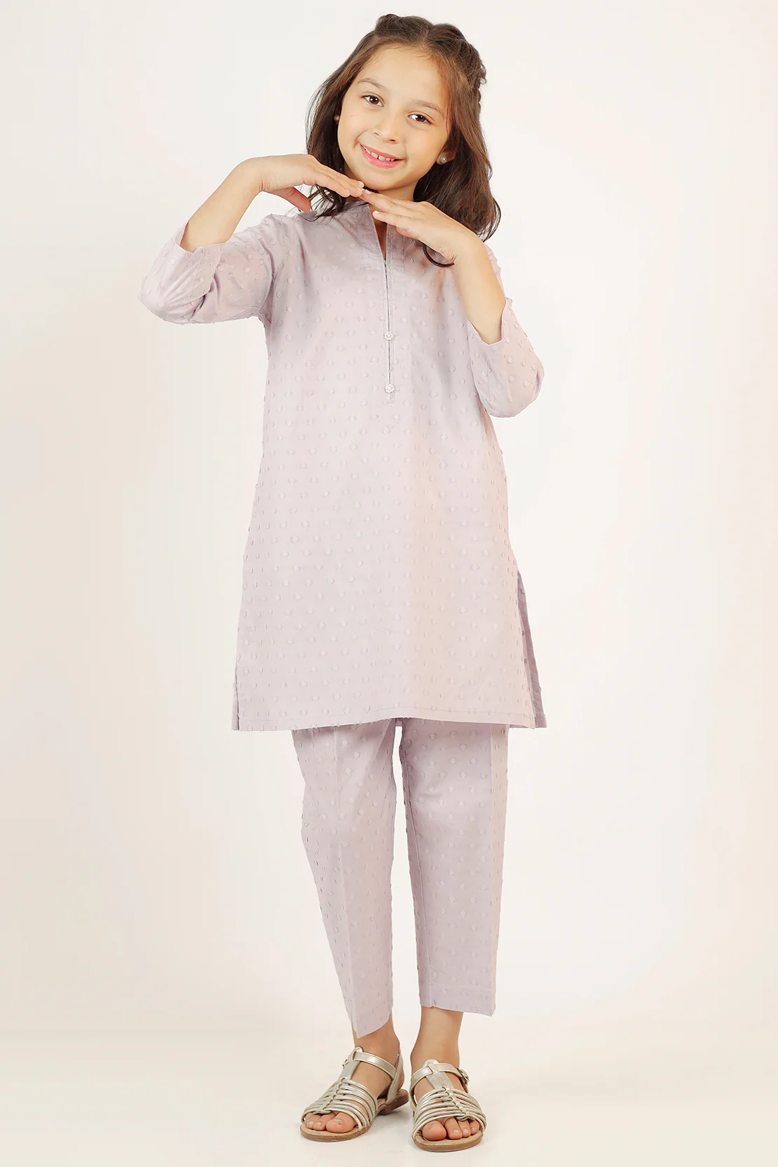 Stitched Cotton Jacquard Shirt/Trouser For Kids - Image 6