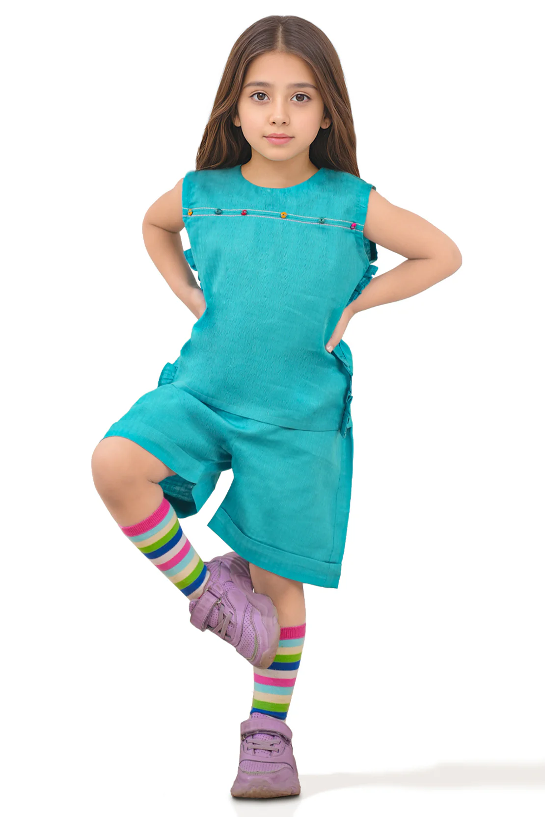 Stitched Cotton Jacquard Shirt/trouser For Kids - Image 3