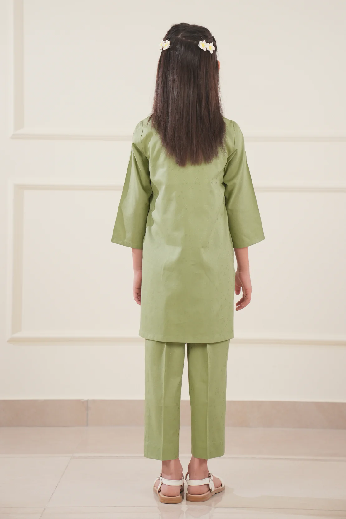 Stitched Cotton Jacquard Shirt/Trouser For Kids - Image 4