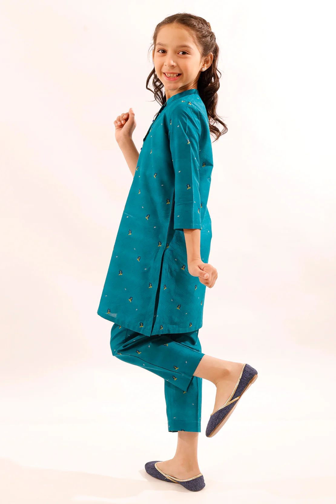 Stitched Cotton Jacquard Shirt/trouser For Kids - Image 2