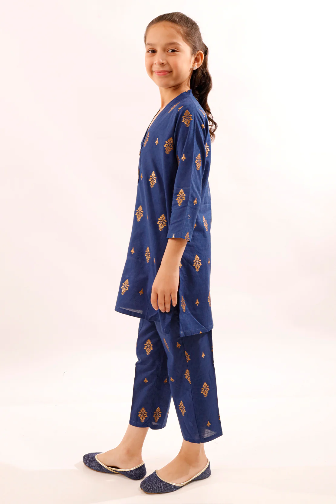 Stitched Cotton Jacquard Shirt/trouser For Kids - Image 3