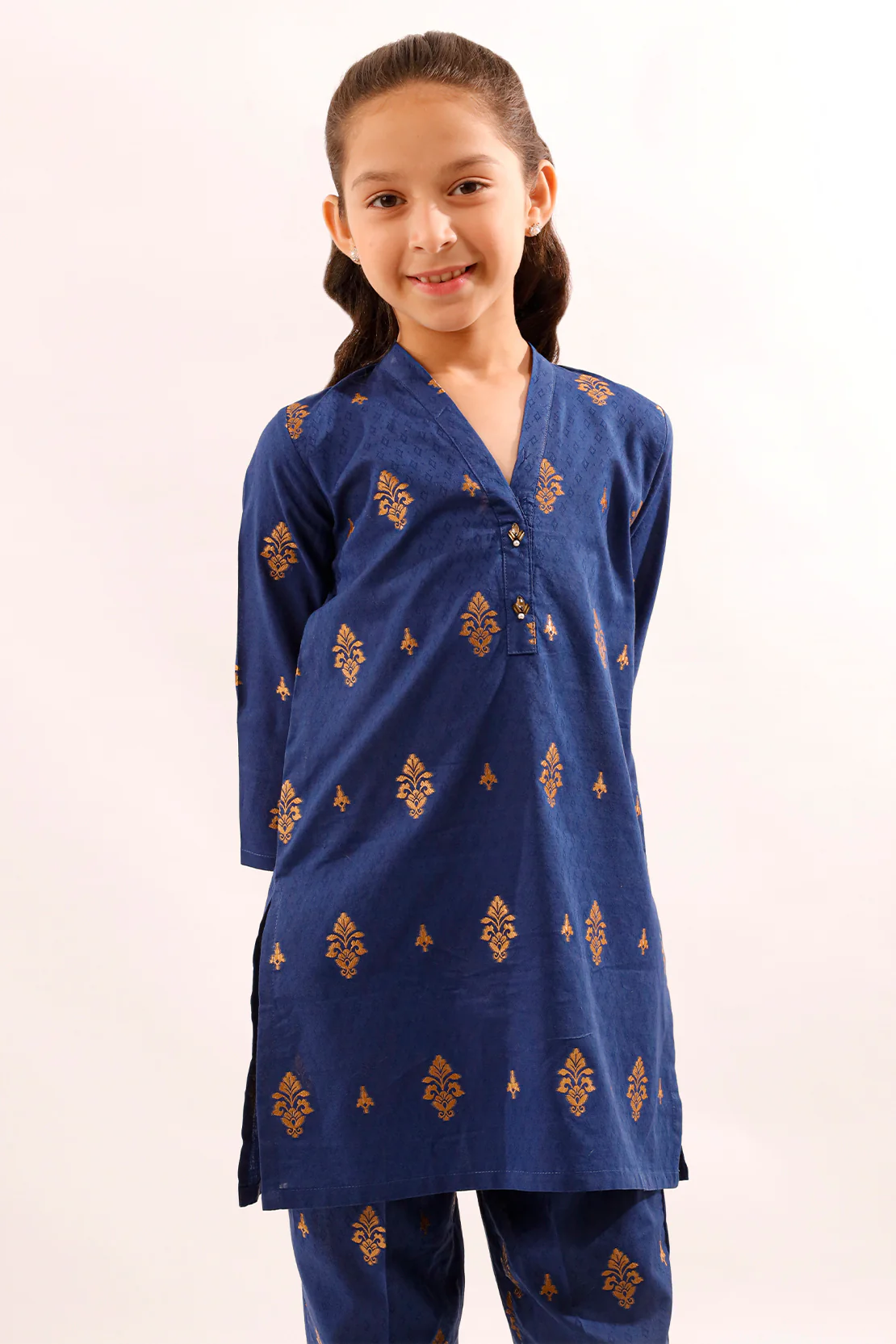Stitched Cotton Jacquard Shirt/trouser For Kids - Image 4