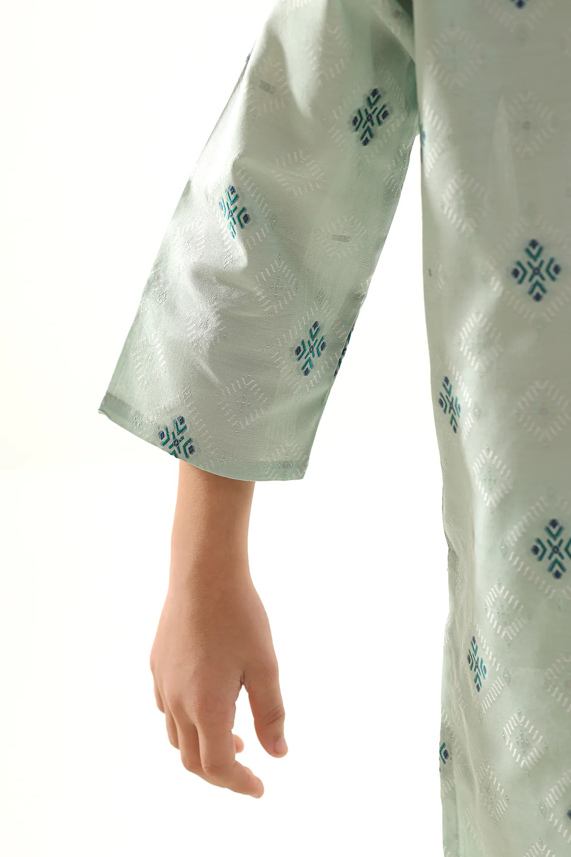 Stitched Cotton Jacquard Shirt/trouser For Kids - Image 6
