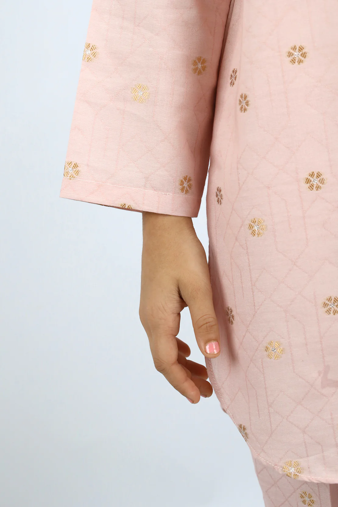 Stitched Cotton Jacquard Shirt/Trouser For Kids - Image 4
