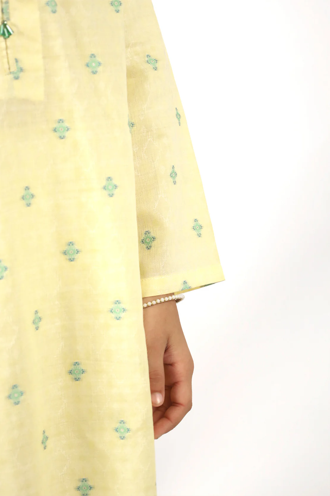 Stitched Cotton Jacquard Shirt/Trouser For Kids - Image 4