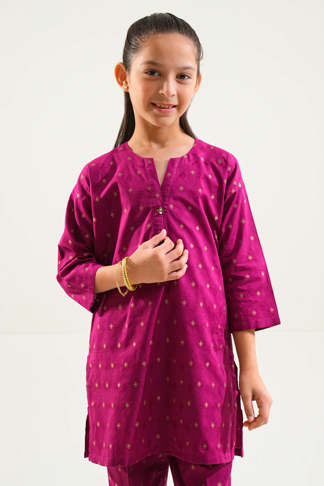 Stitched Cotton Jacquard Shirt/trouser For Kids - Image 3