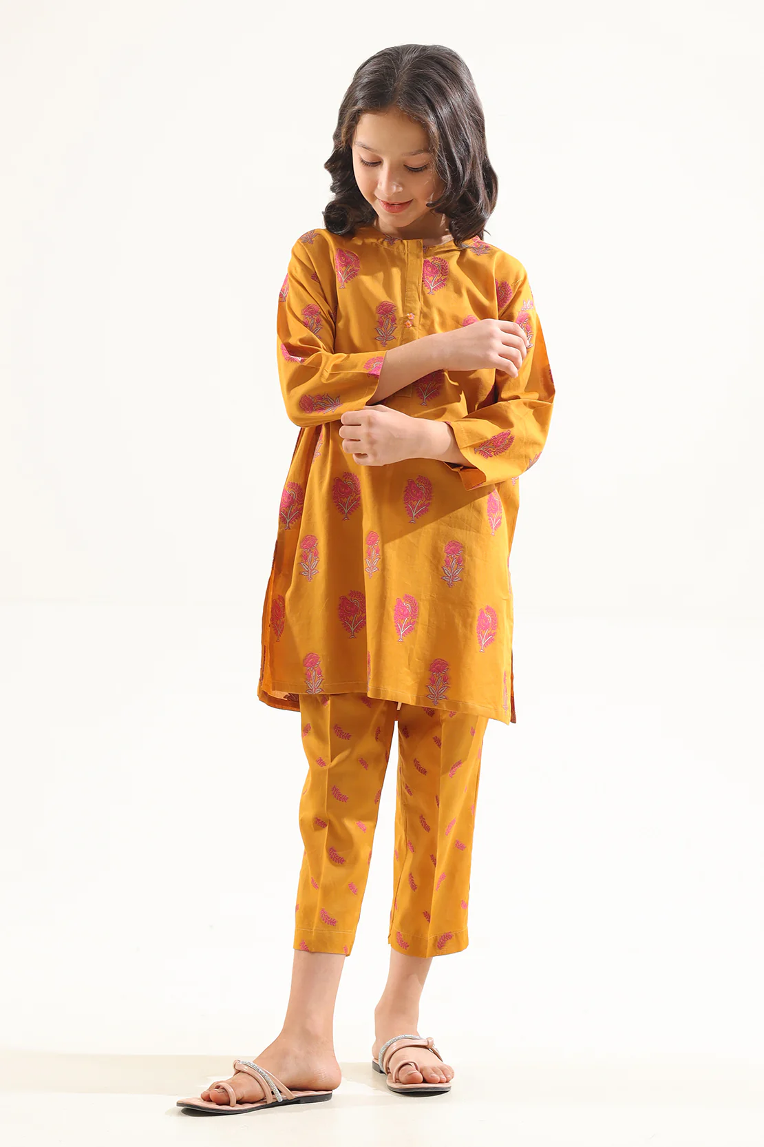 Stitched Cotton Jacquard Shirt/trouser For Kids - Image 2