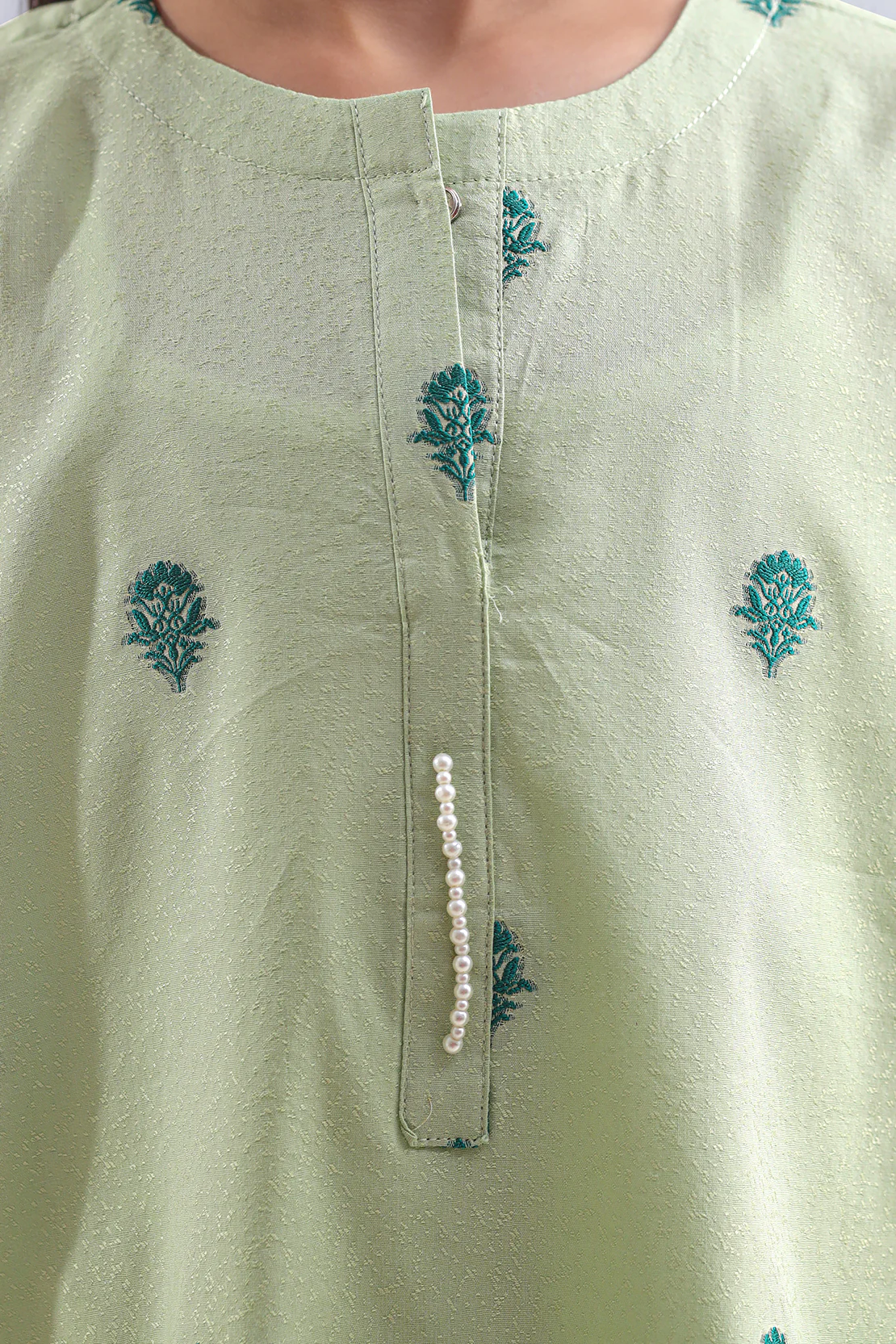Stitched Cotton Jacquard Shirt/trouser For Kids - Image 5