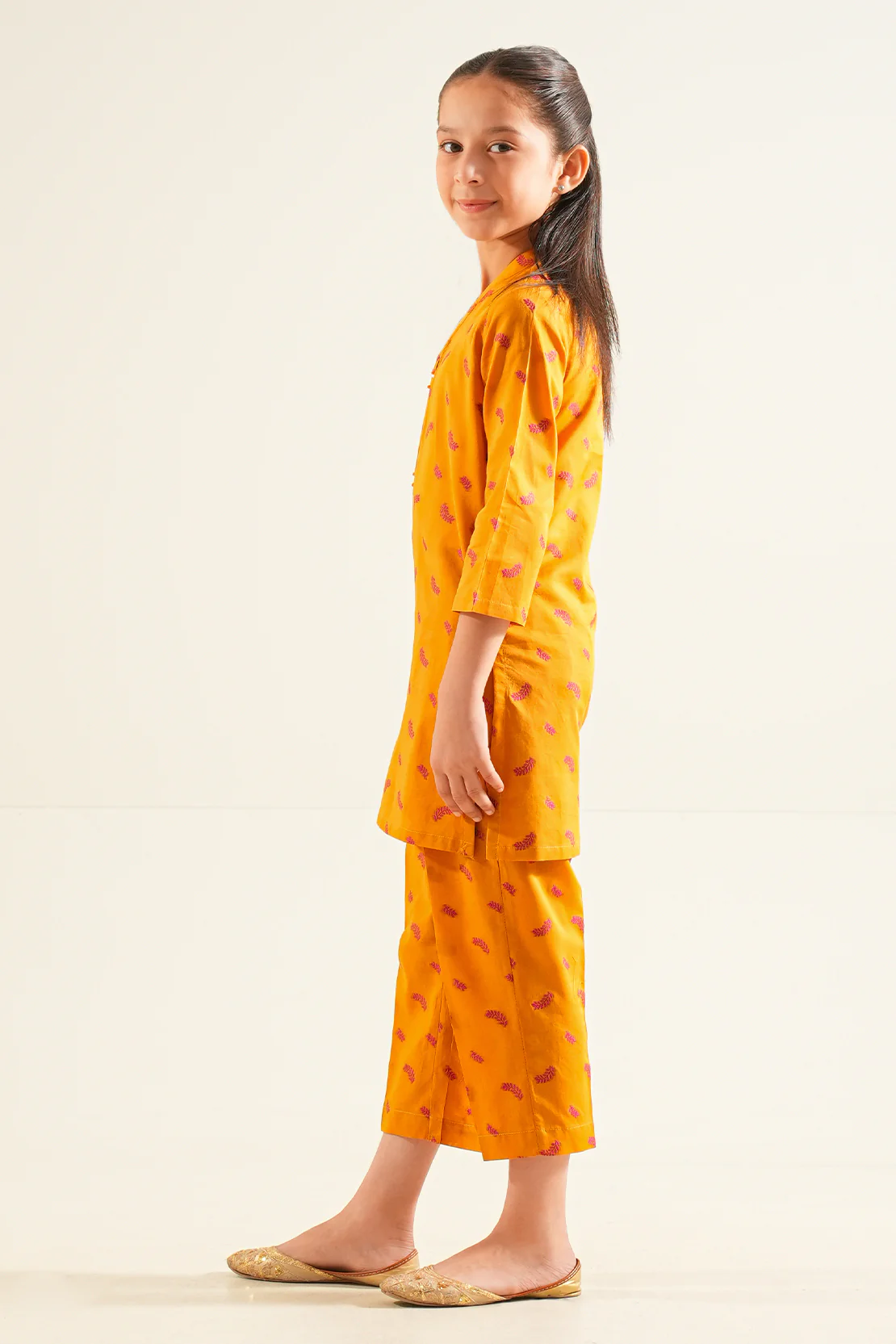 Stitched Cotton Jacquard Shirt/trouser For Kids - Image 2