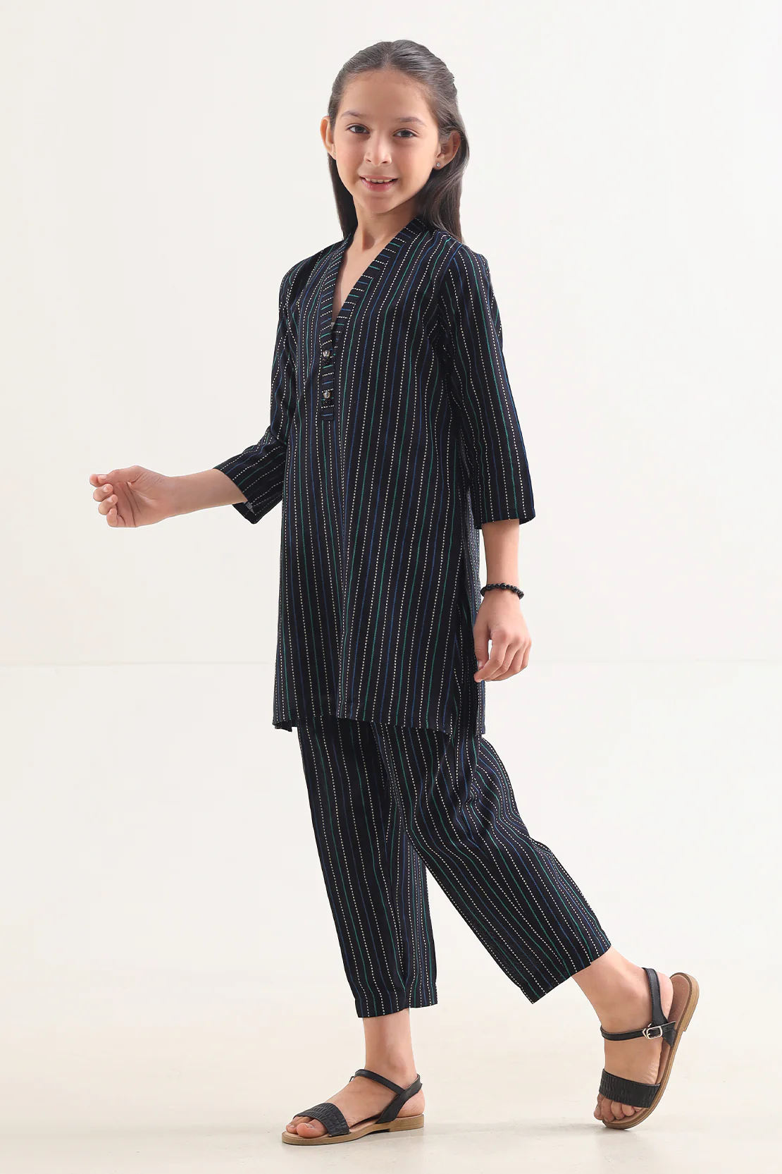 Stitched Cotton Jacquard Shirt/trouser For Kids - Image 2