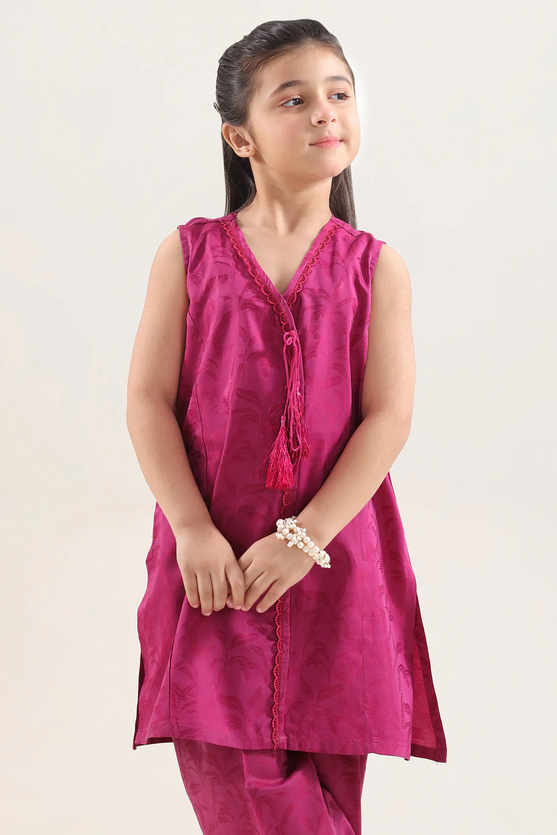 Stitched Cotton Jacquard Shirt/trouser For Kids - Image 2