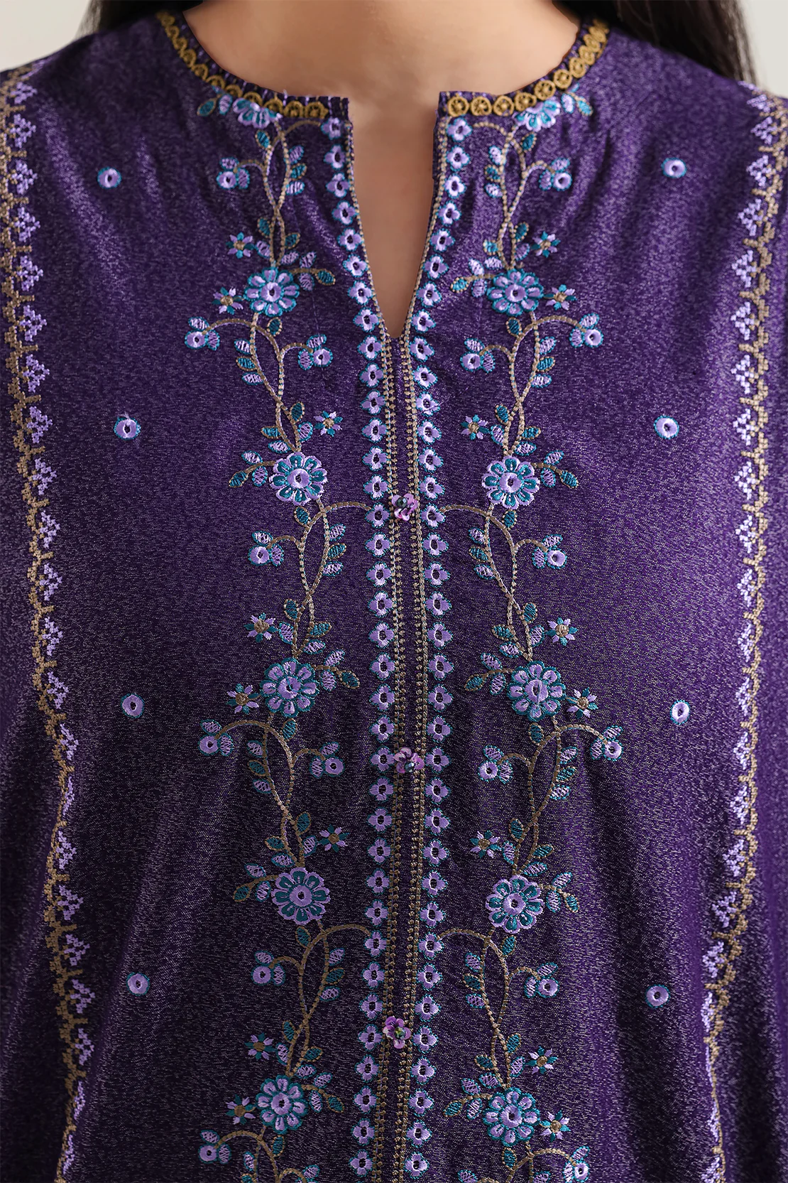 Stitched Karandi Suit – Solid & Embroidered (3PC, 2PC Or Shirt) - Image 3