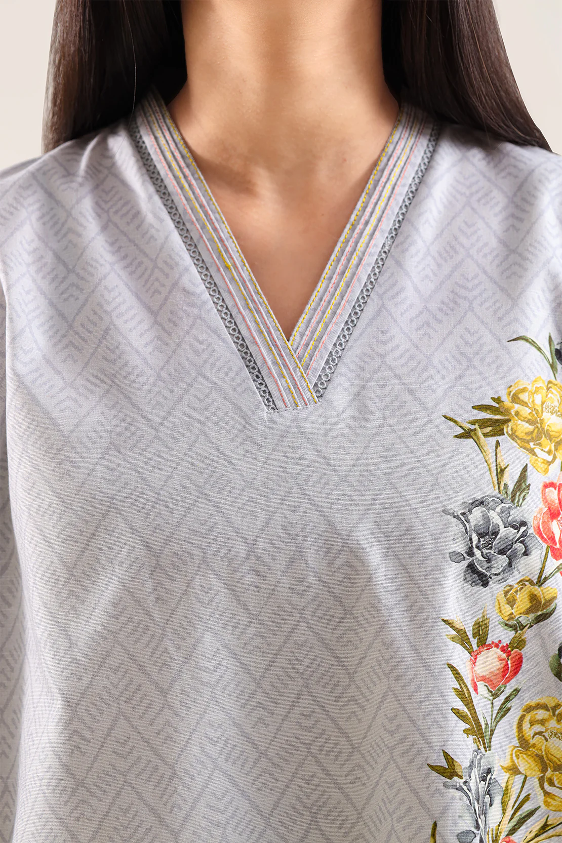 Stitched Khaddar Suit – Printed Embroidered (2PC Or Shirt) - Image 3